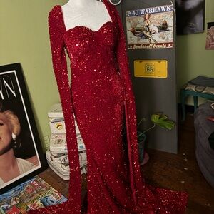 Elegant Red Sequin Gown